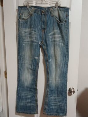 Vintage By Route 66 Slim Bootcut Jeans 38 X 30 Distressed 90s